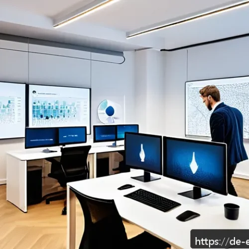 설명 가능한 AI의 기능 검증 프로세스 - A modern data science workspace in a bright, clean office environment located in Berlin, featuring a...