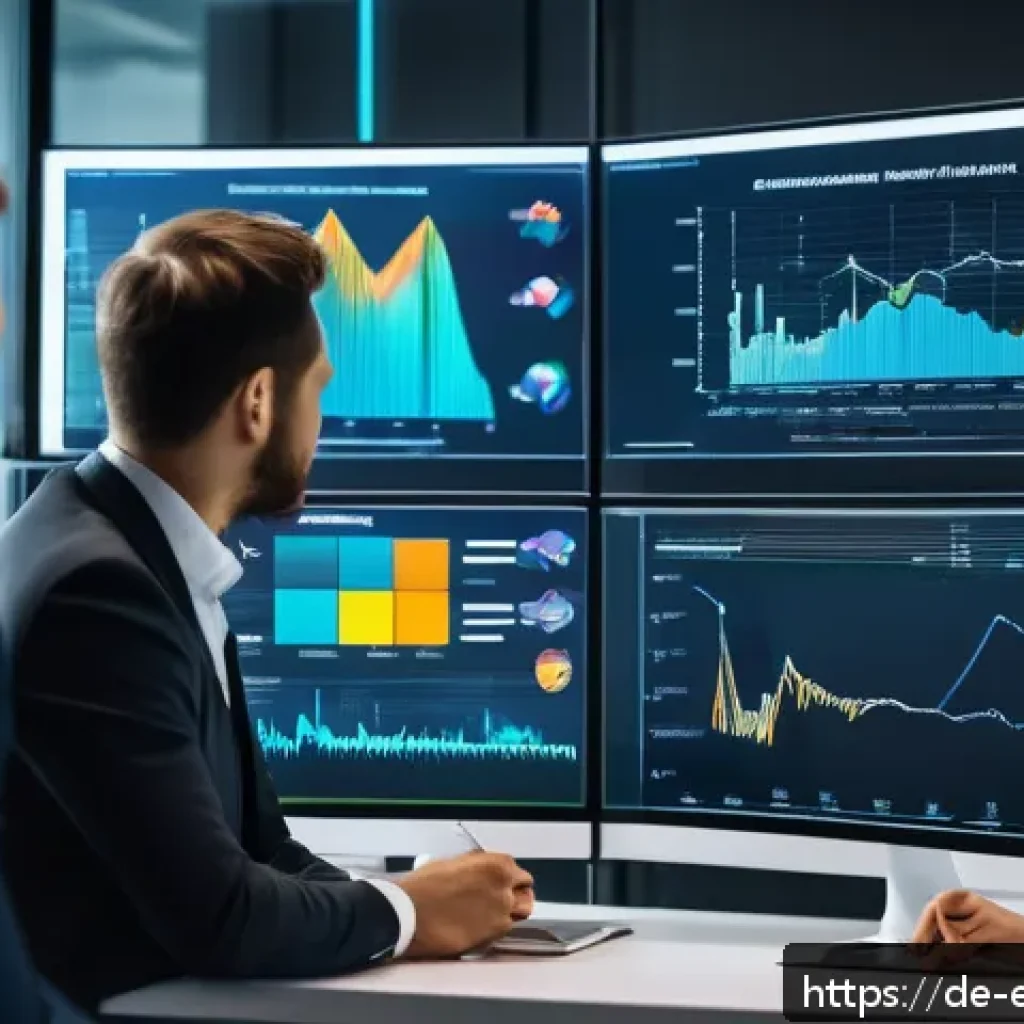 설명 가능한 AI의 분석적 접근 - A modern financial office scene showing a diverse group of professionals analyzing transparent AI de...