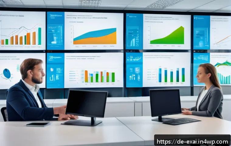 설명 가능한 AI의 의사결정 지원 활용 - A modern office scene in a German financial institution, showing diverse professionals analyzing AI ...